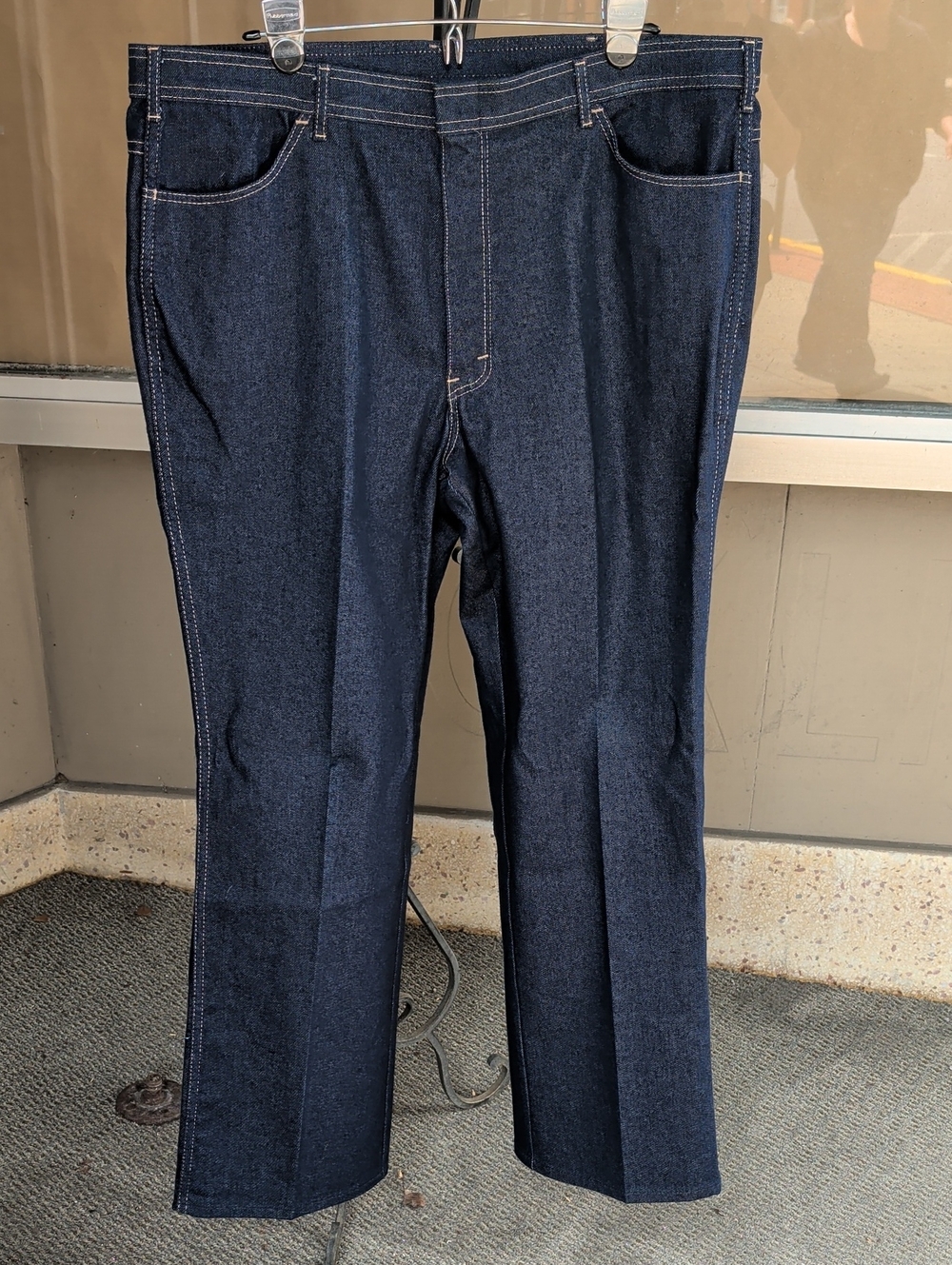 Vintage 70s 80s USA Brand Men's Dark Wash Dress Denim Trousers Creased Slacks 40